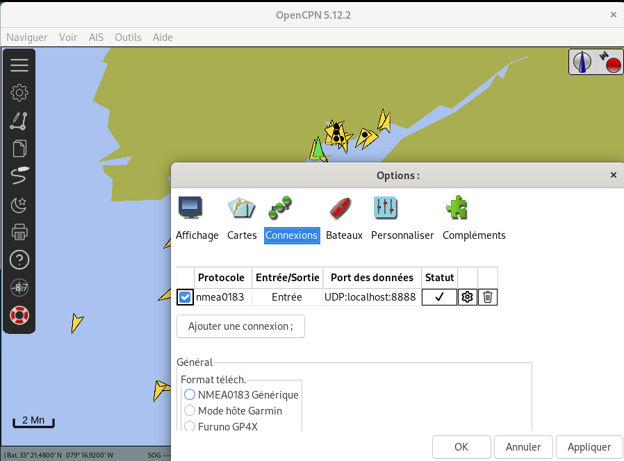 Connexion AIS dans OpenCPN Connexion AIS dans OpenCPN