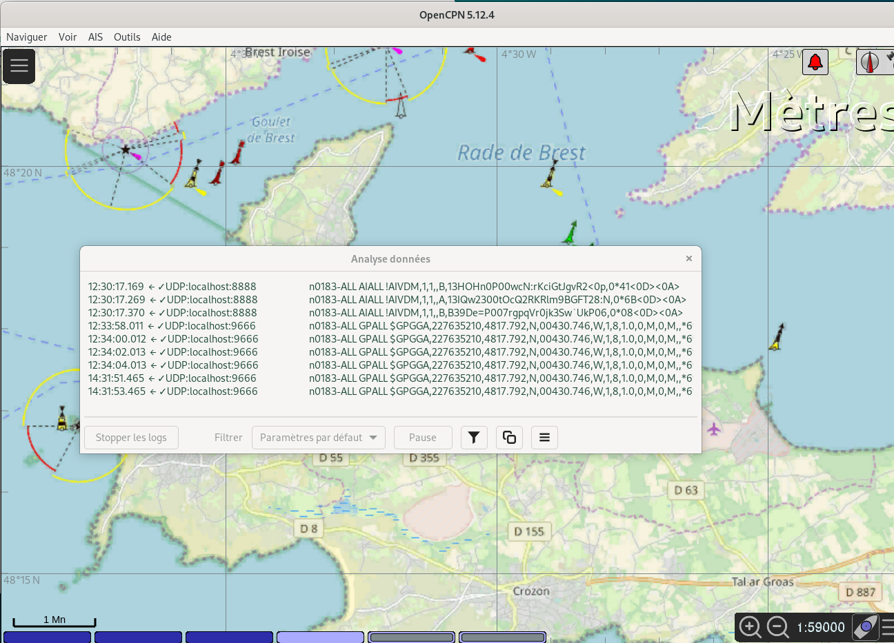 Analyse des données Visualisation des trames reçues par OpenCPN